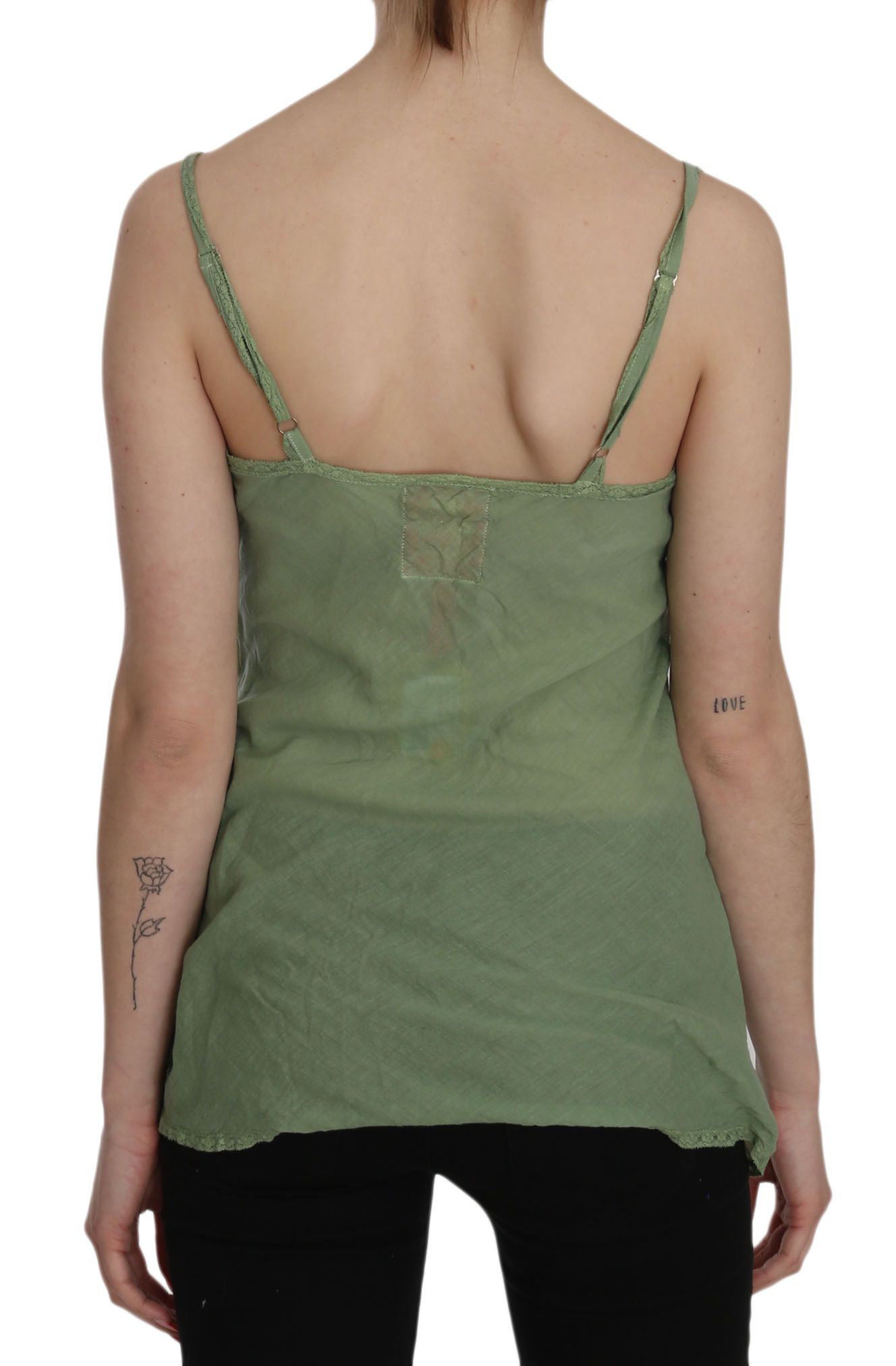 Smaragdgrünes Seiden-Tanktop mit Spaghettiträgern