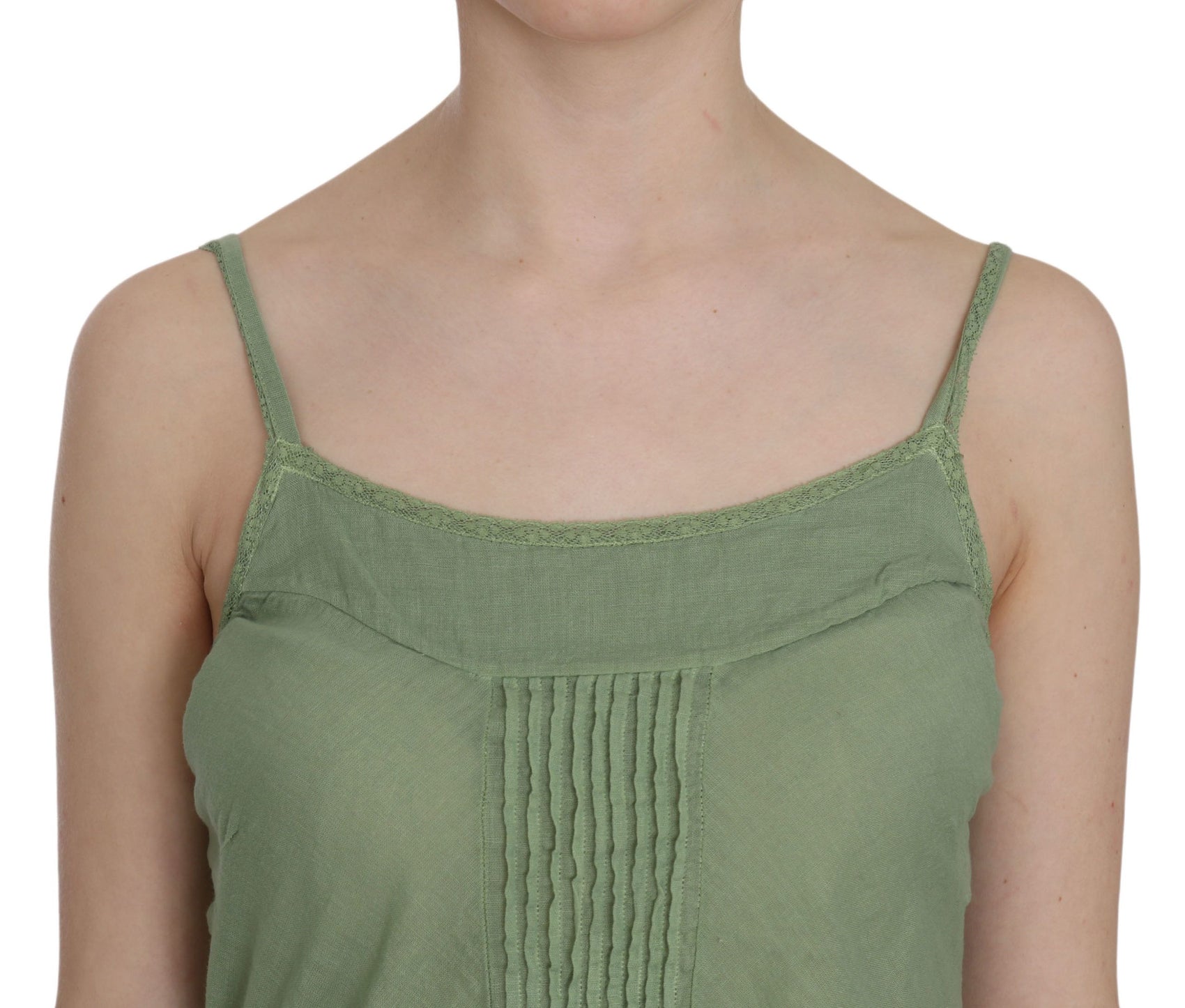 Smaragdgrünes Seiden-Tanktop mit Spaghettiträgern