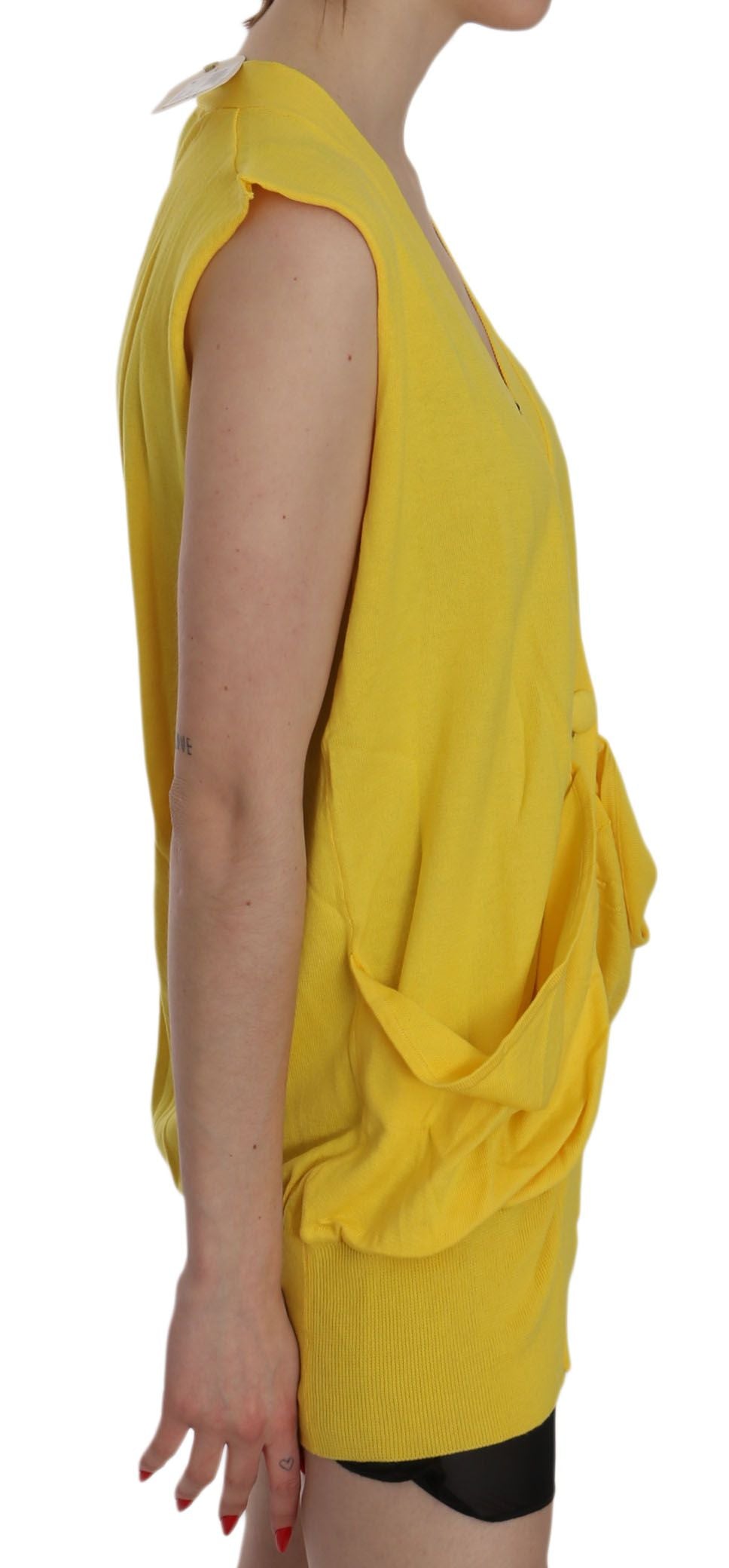 Elegante gilet giallo senza maniche in cotone