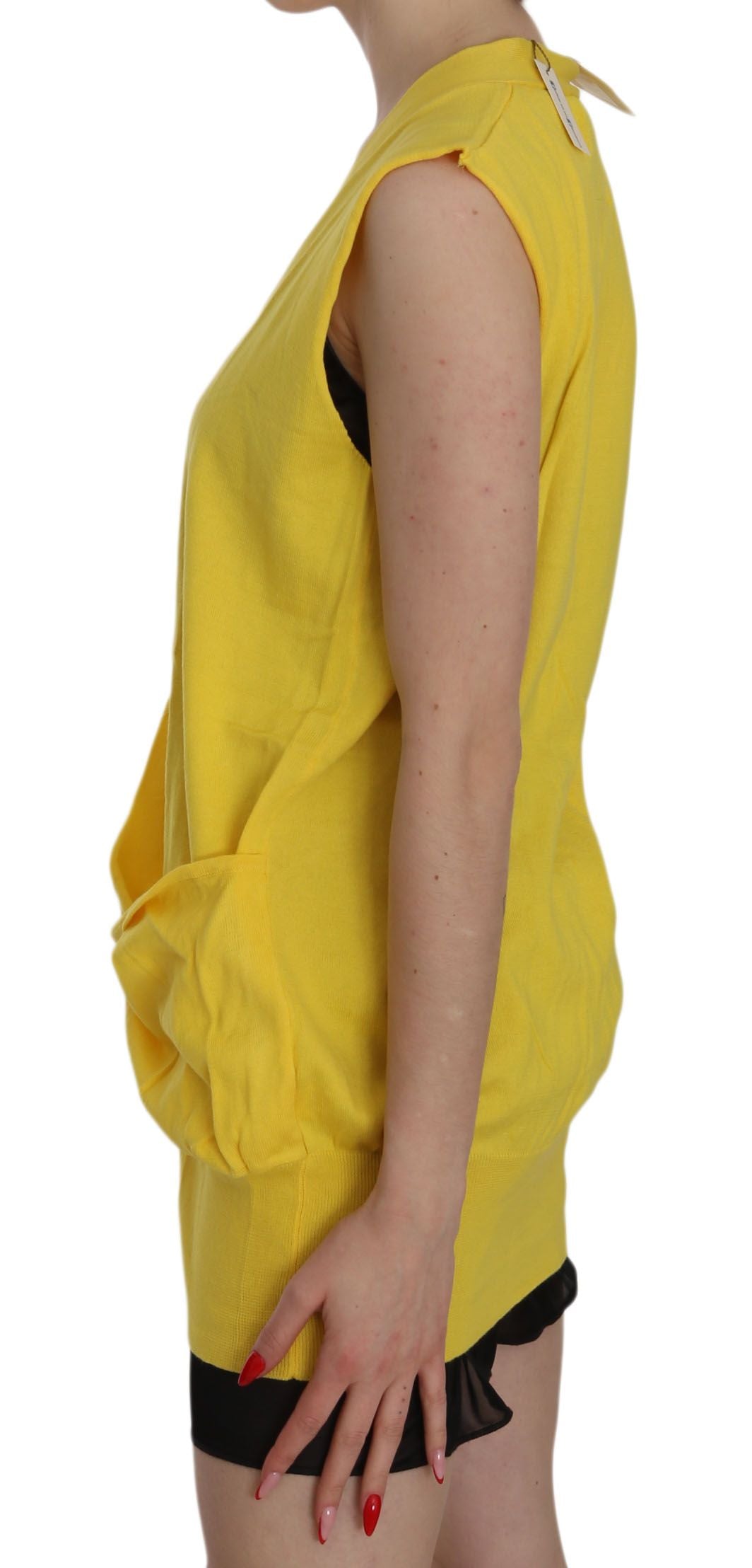 Elegante gilet giallo senza maniche in cotone