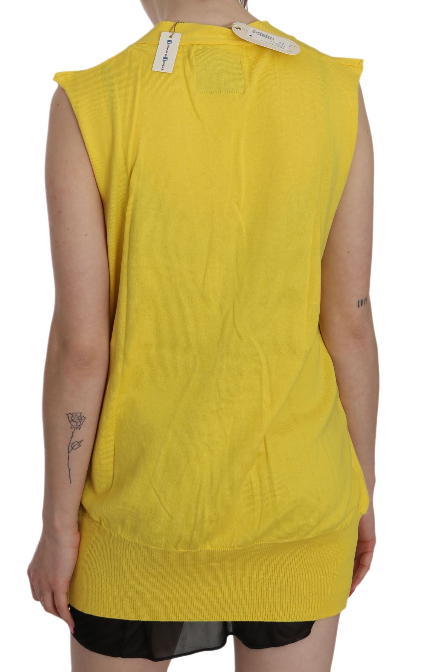 Elegante gilet giallo senza maniche in cotone