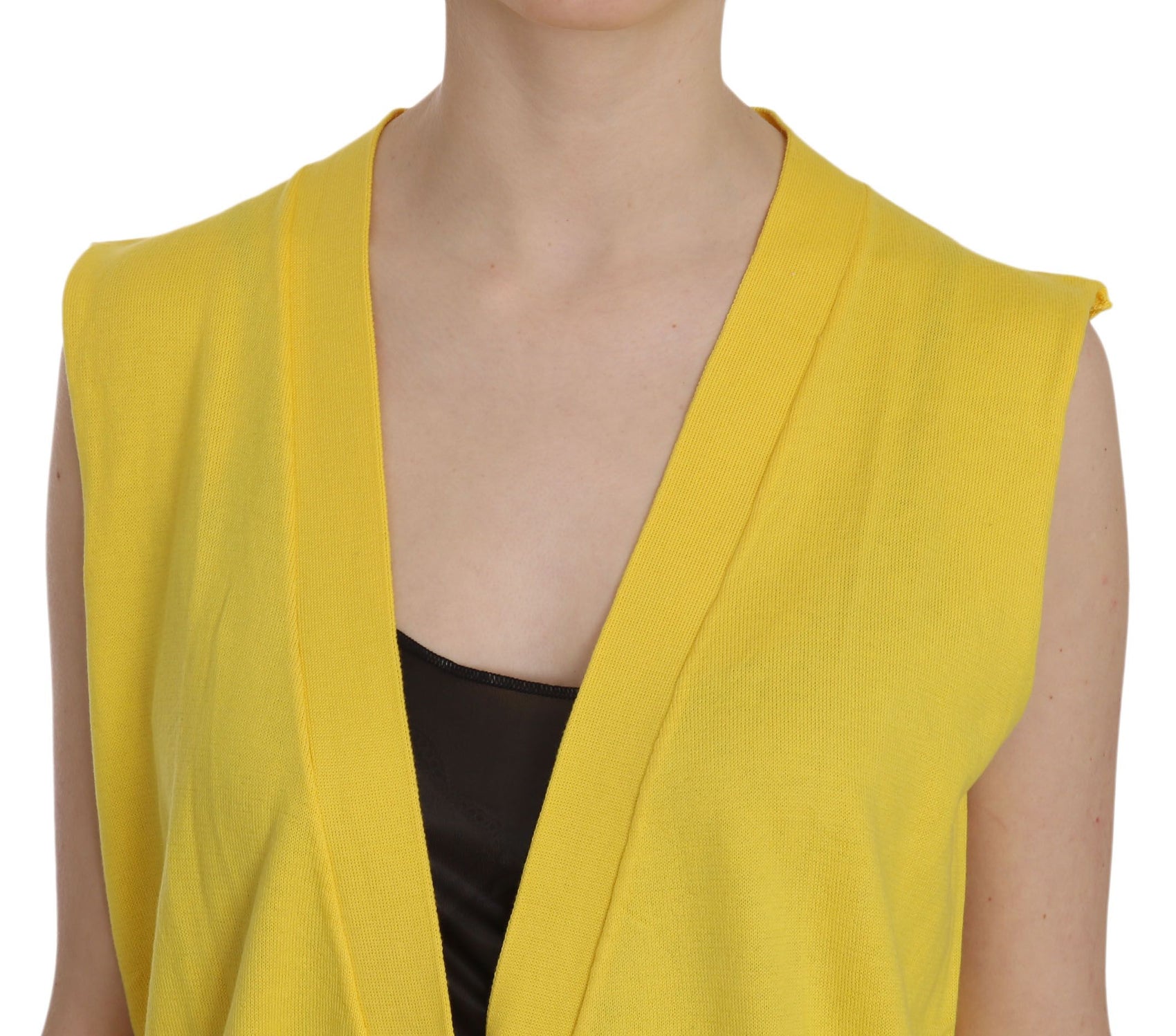 Elegante gilet giallo senza maniche in cotone