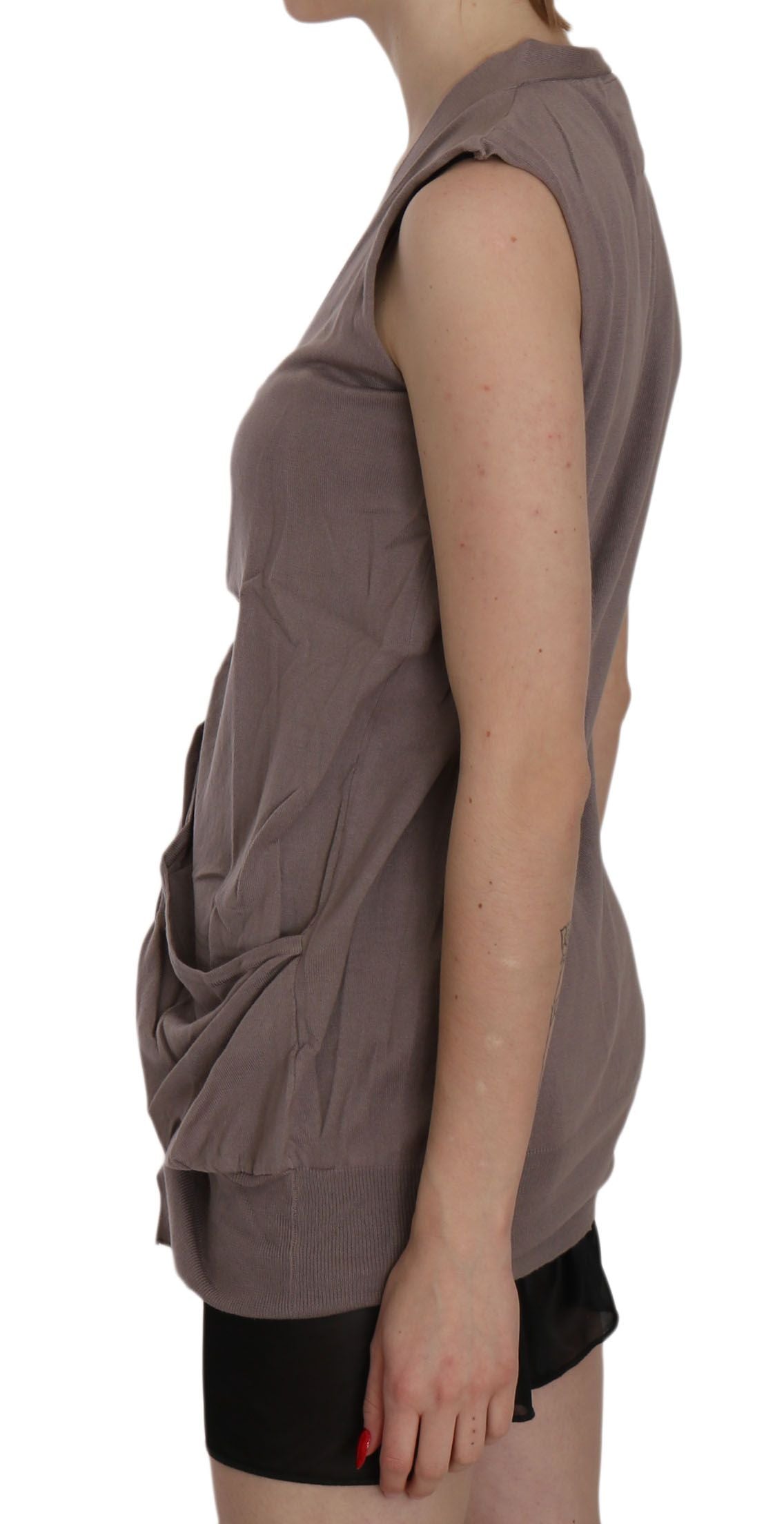 Top cardigan in cotone senza maniche chic
