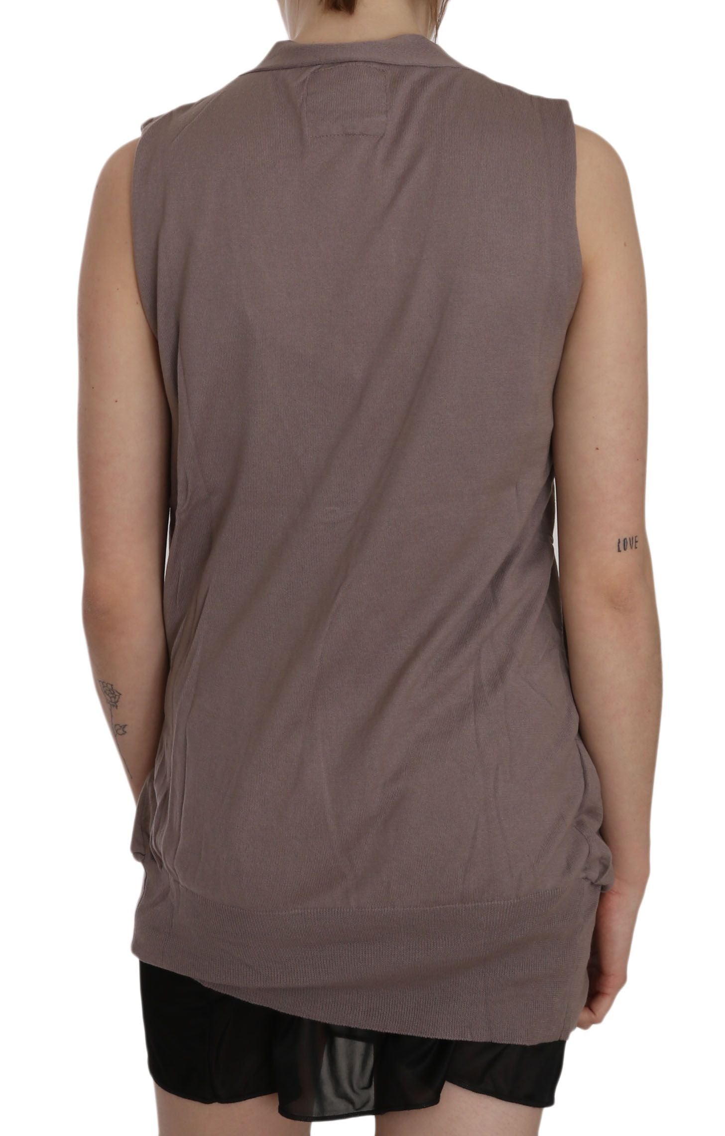 Top cardigan in cotone senza maniche chic