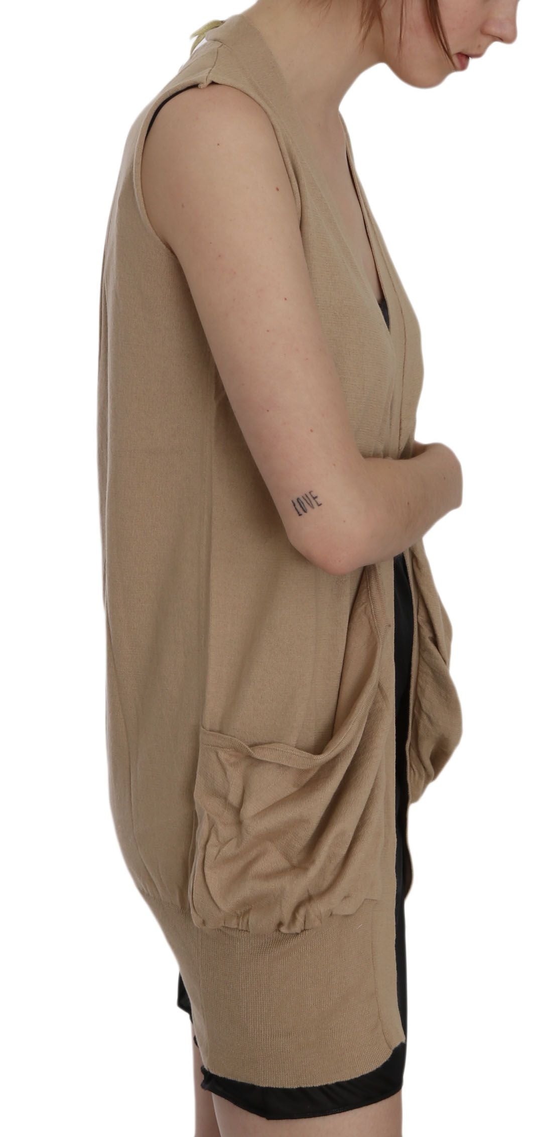 Elegante cardigan in cotone senza maniche