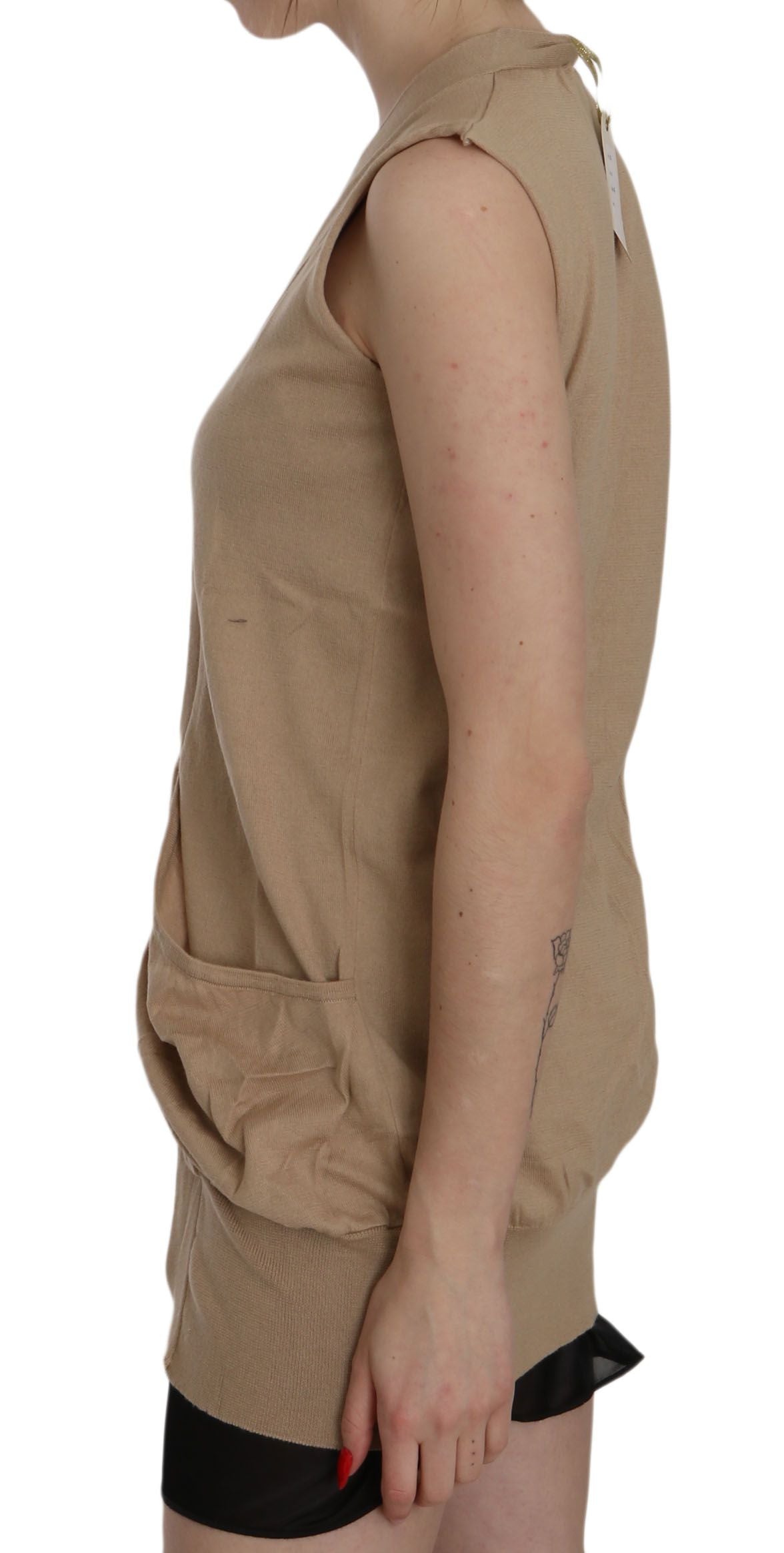 Elegante cardigan in cotone senza maniche