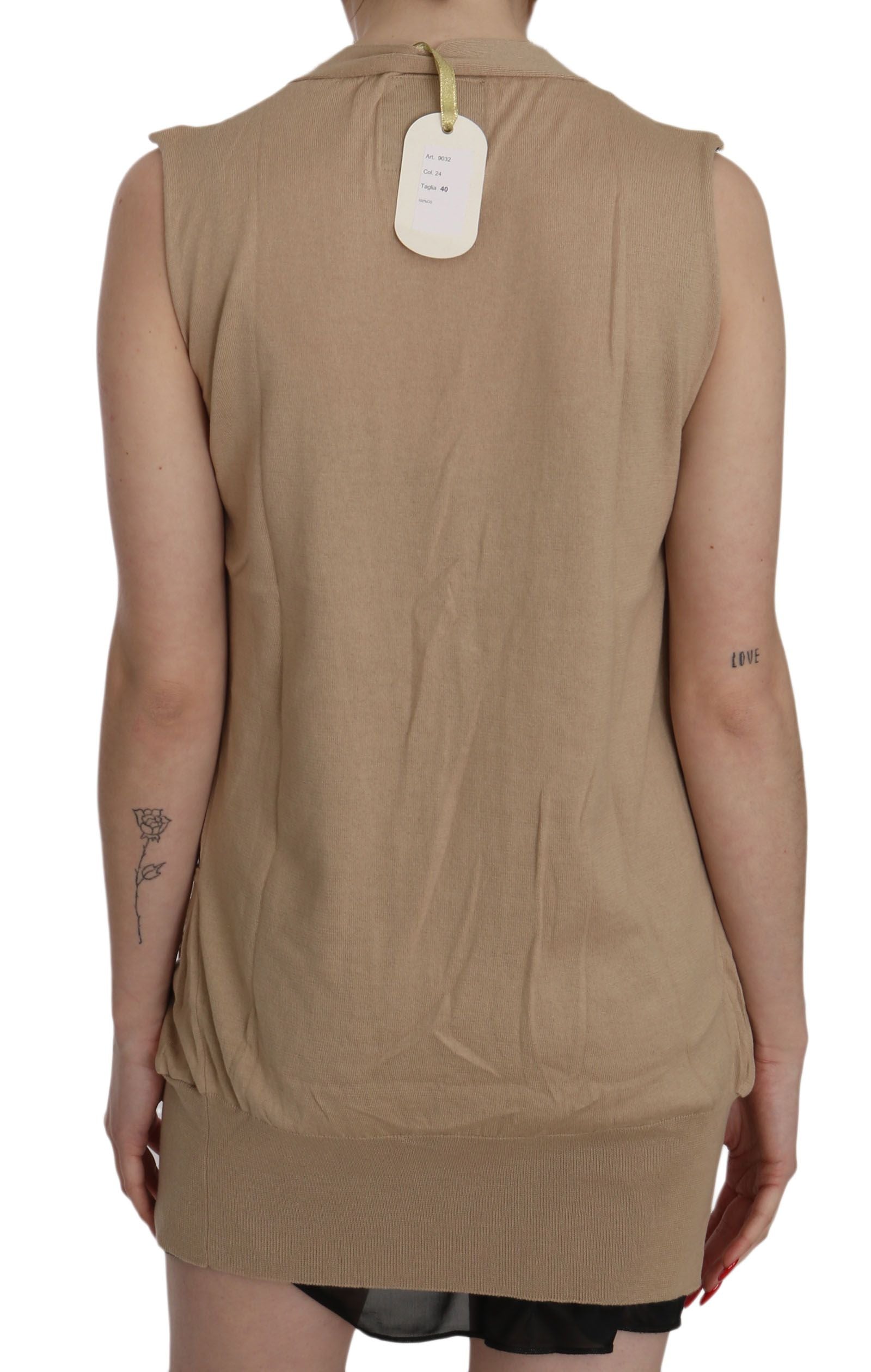 Elegante cardigan in cotone senza maniche