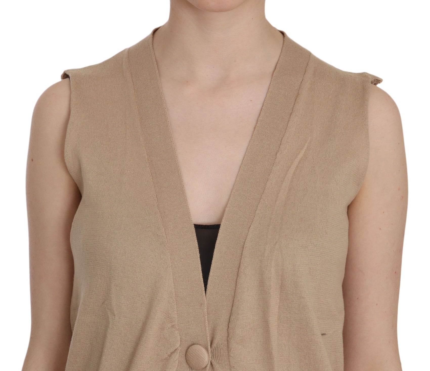 Elegante cardigan in cotone senza maniche