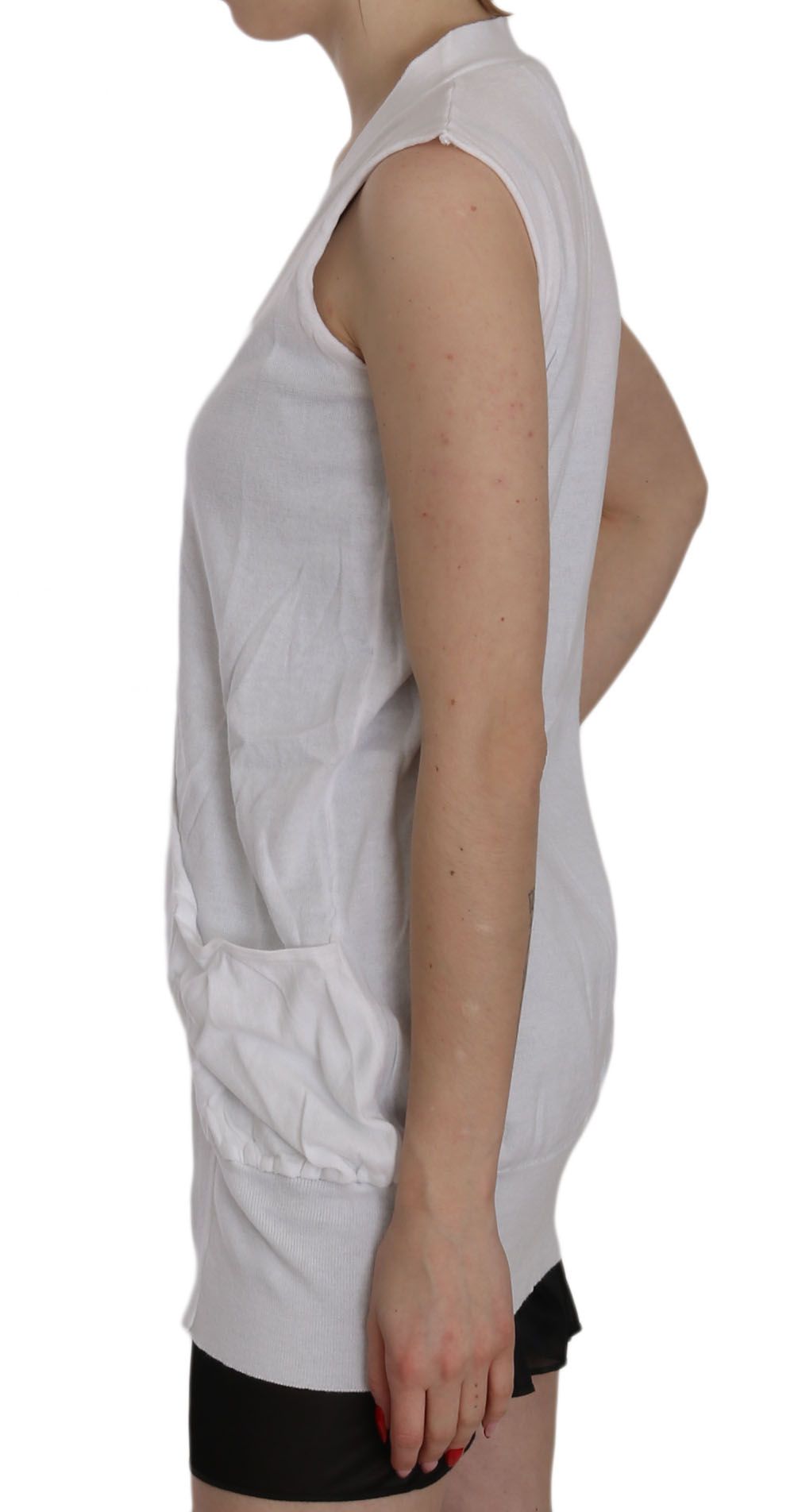 Elegante gilet senza maniche in cotone bianco immacolato