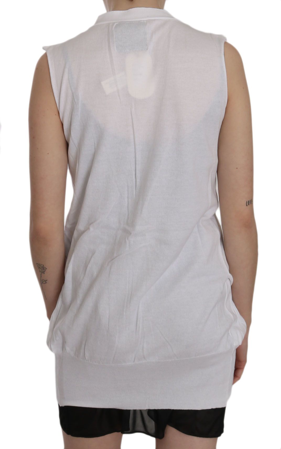 Elegante gilet senza maniche in cotone bianco immacolato