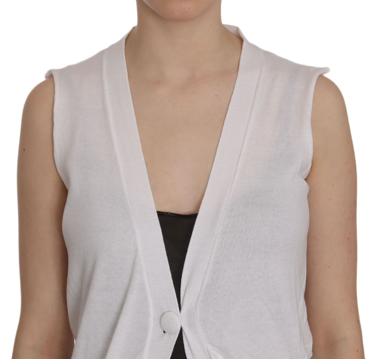 Elegante gilet senza maniche in cotone bianco immacolato