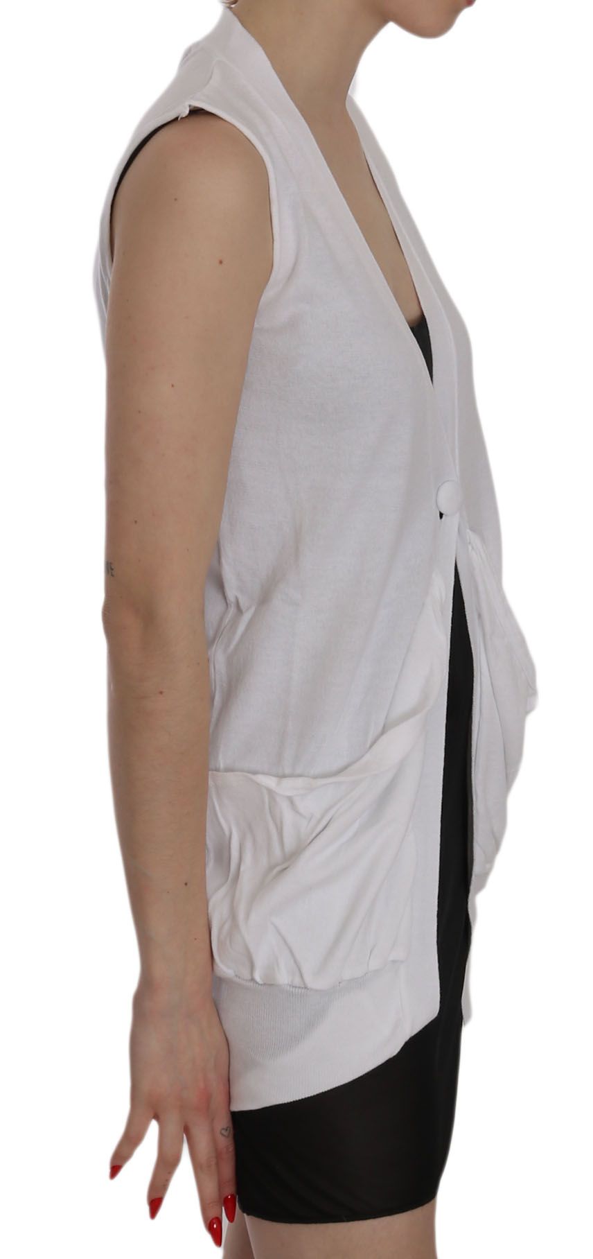 Elegante gilet senza maniche in cotone bianco immacolato