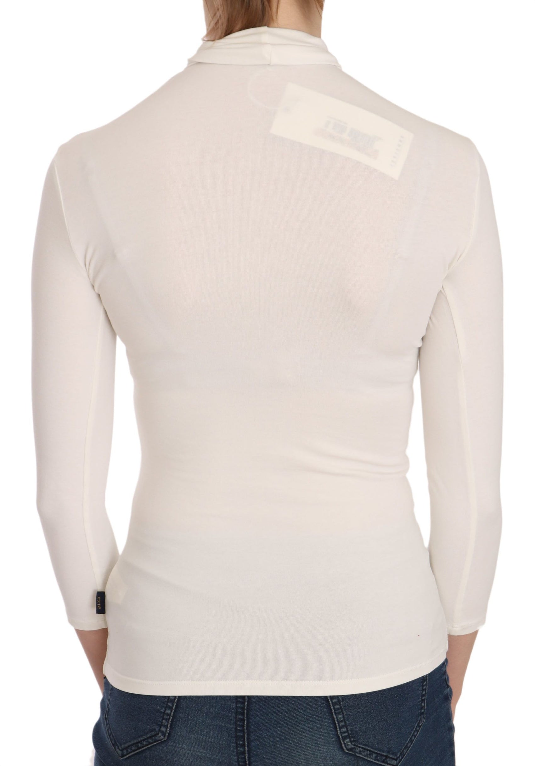 Elegantes weißes Langarm-Top mit Rundhalsausschnitt