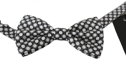 Elegante schwarz-weiße Seidenfliege mit Kreis