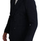 Elegante blazer slim fit a pois blu scuro