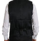 Sleek Black Cotton Blend Dress Vest