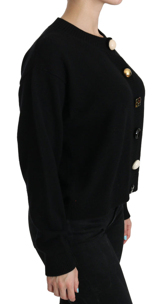 Elegantes schwarzes Kaschmir-Cardigan-Top