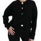 Elegantes schwarzes Kaschmir-Cardigan-Top