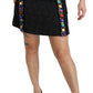 Elegant High-Waist Embellished Black Skirt