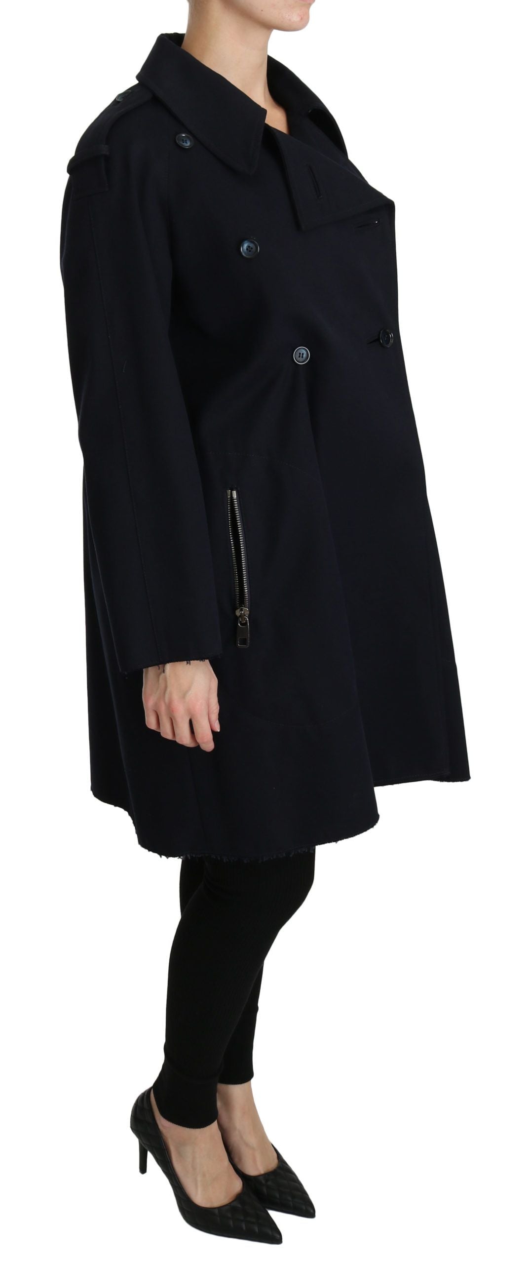 Elegante giacca blu foderata a pois