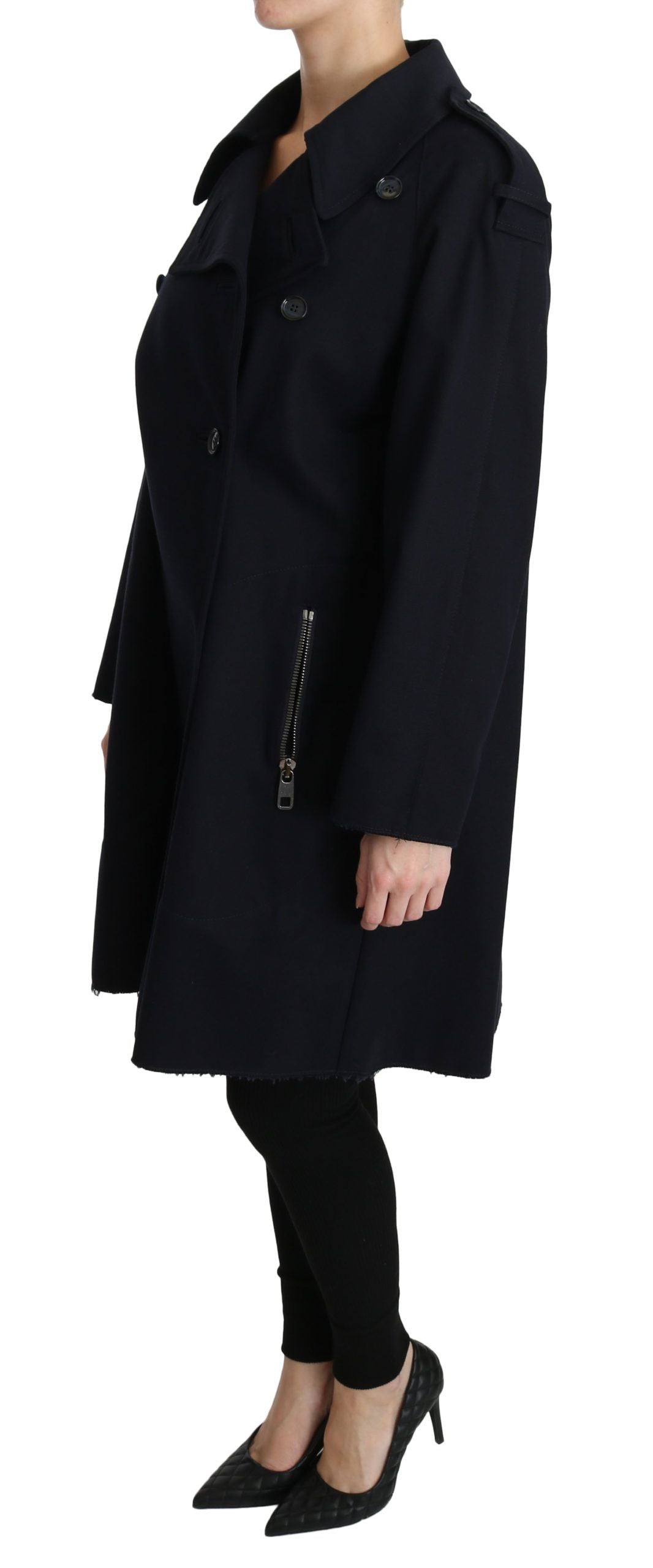 Elegante giacca blu foderata a pois