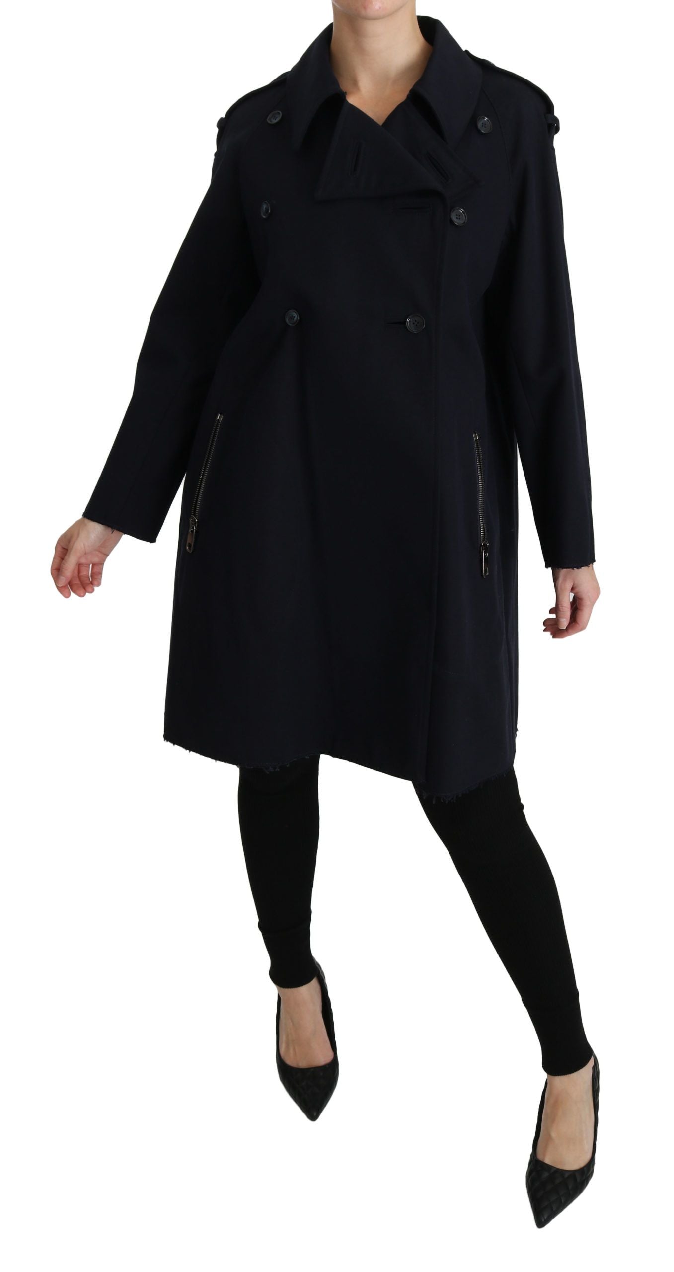 Elegante giacca blu foderata a pois