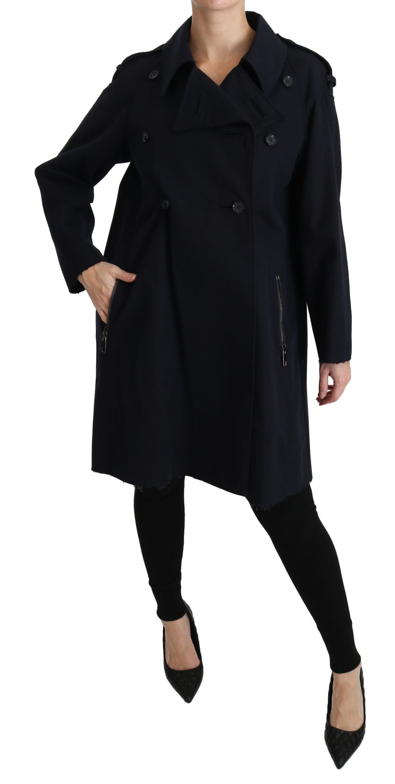 Elegante giacca blu foderata a pois