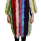 Elegant Multicolor Feather Long Coat Jacket