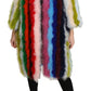 Elegant Multicolor Feather Long Coat Jacket