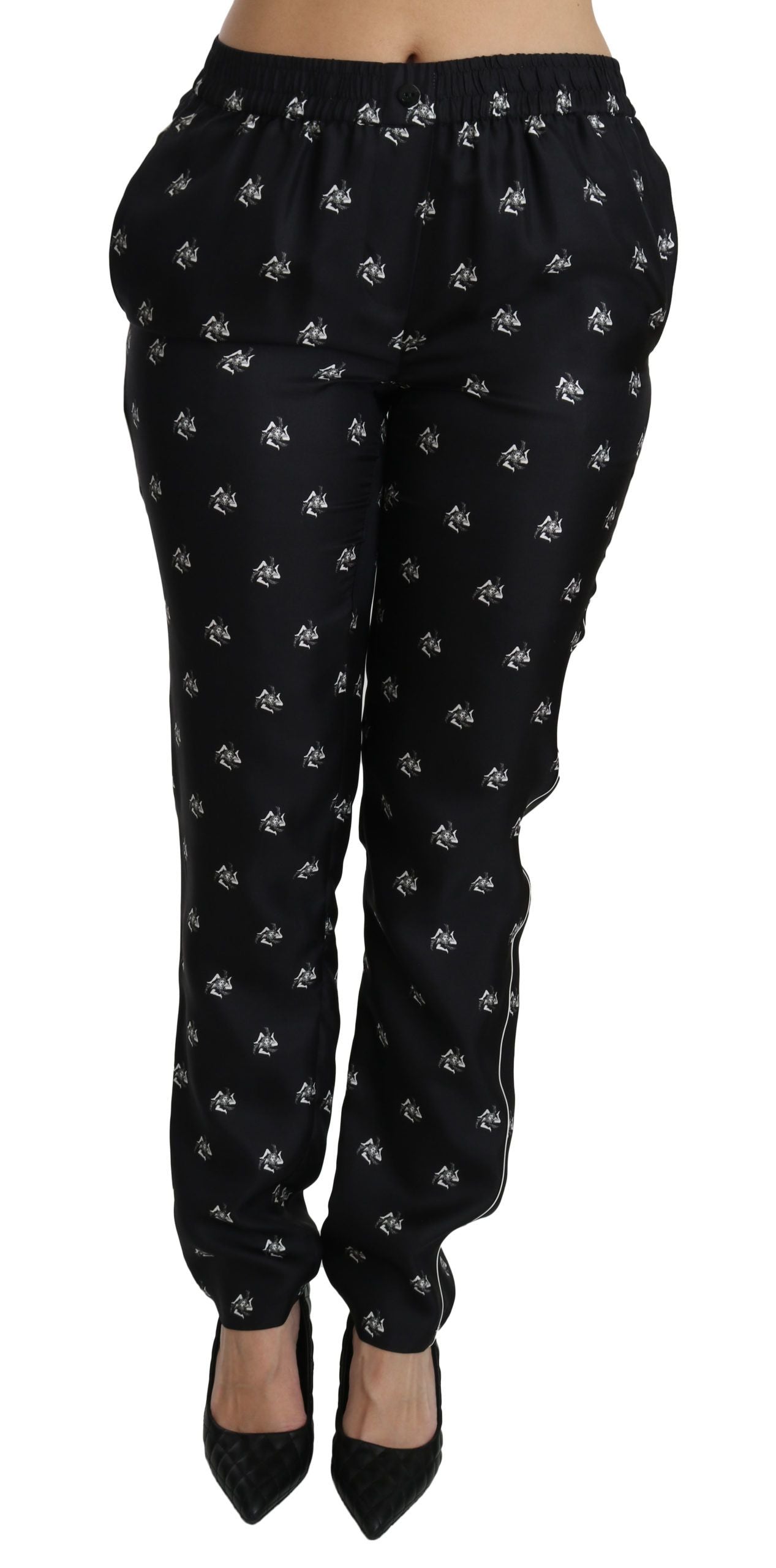 Pantaloni eleganti in seta a vita media