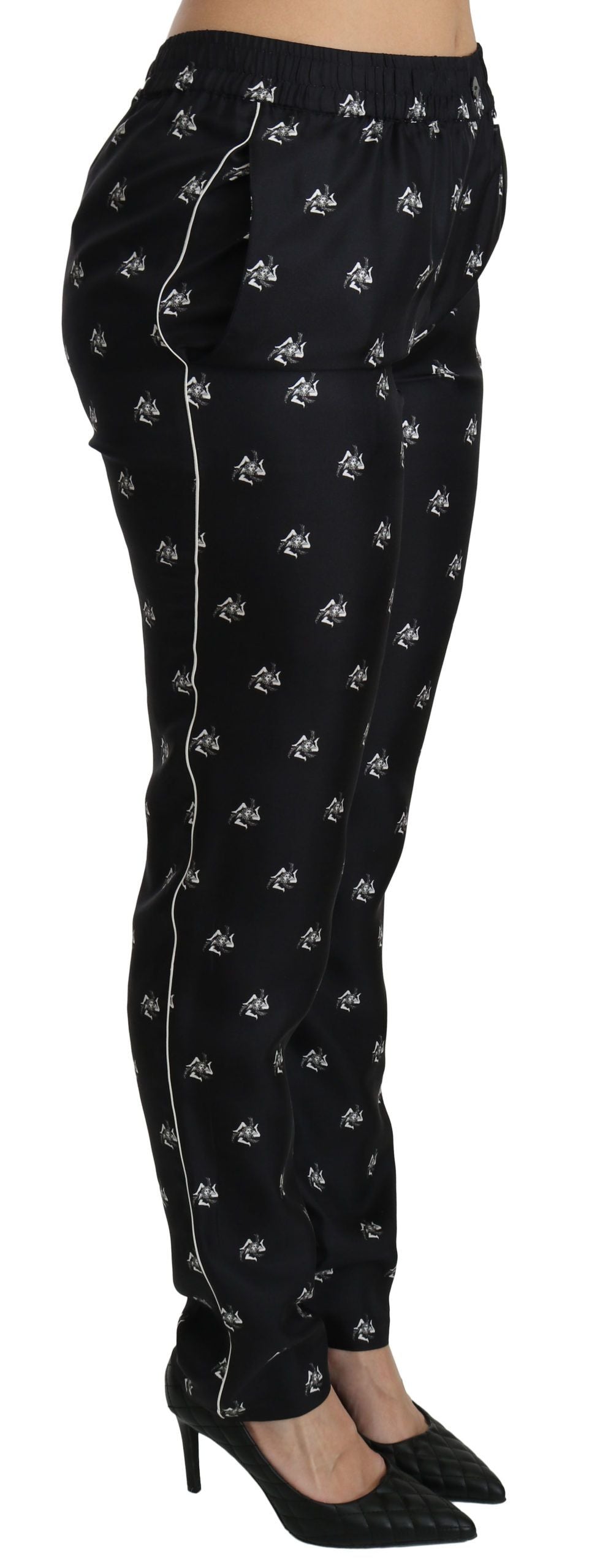 Elegante Skinny-Hose aus Seide mit mittlerer Taille