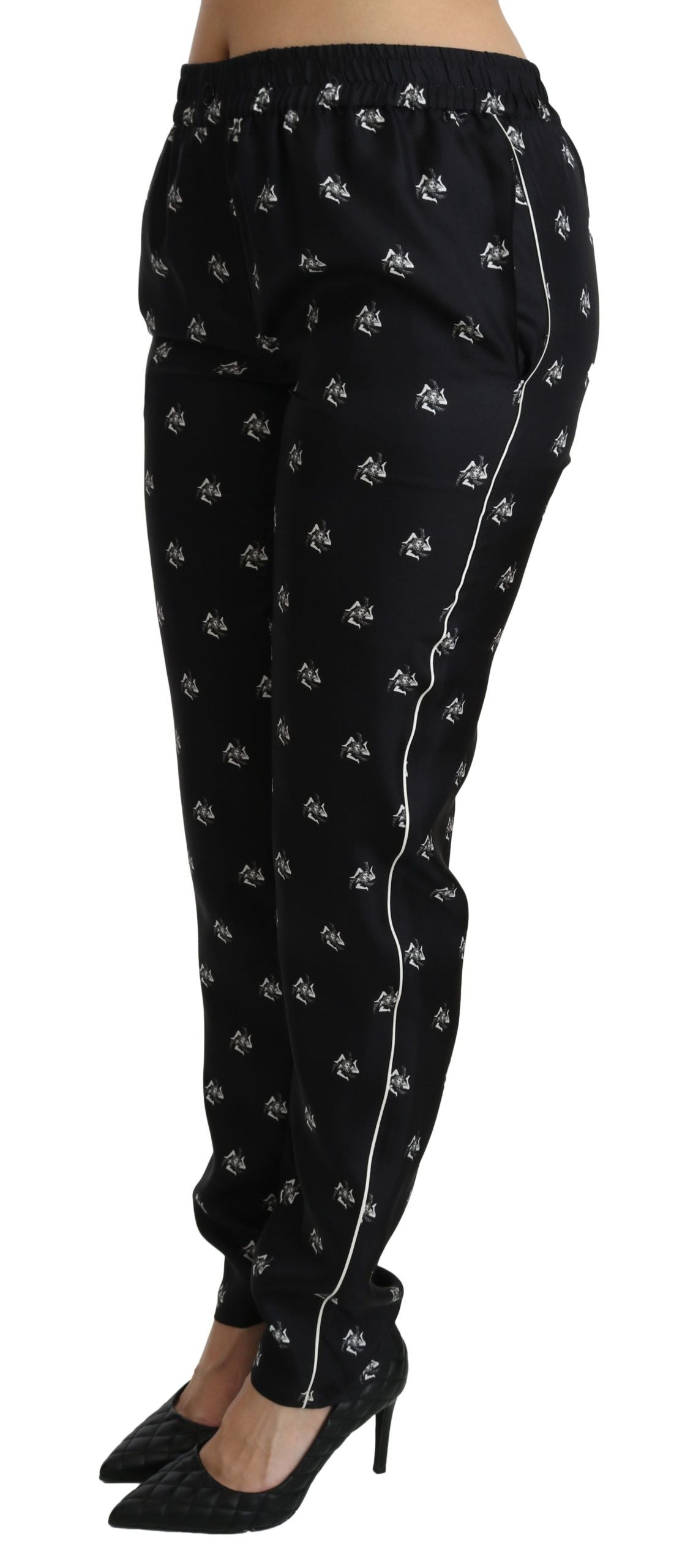Pantaloni eleganti in seta a vita media