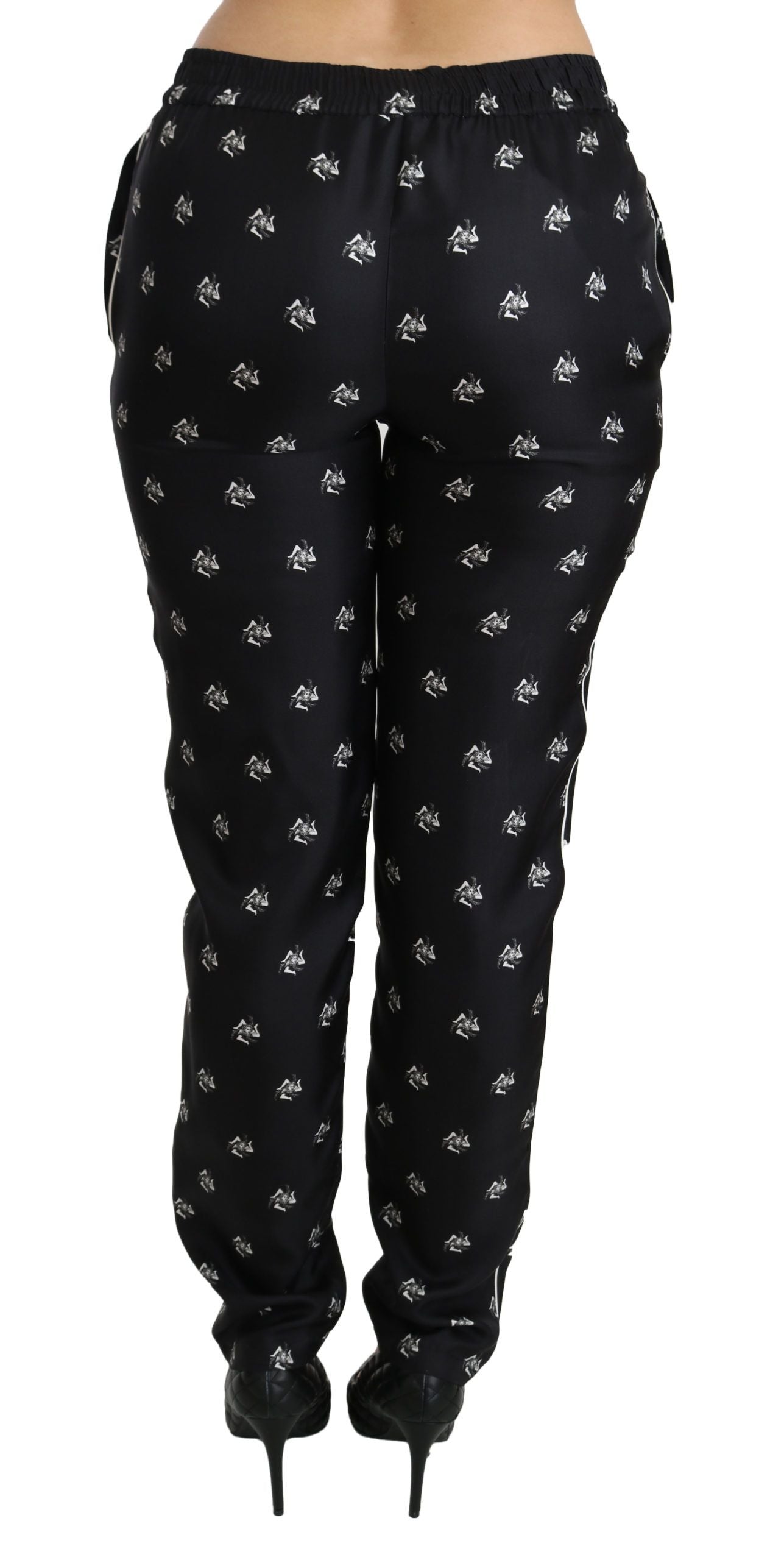 Pantaloni eleganti in seta a vita media