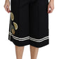 Pantaloni palazzo a vita alta cropped in nero limone