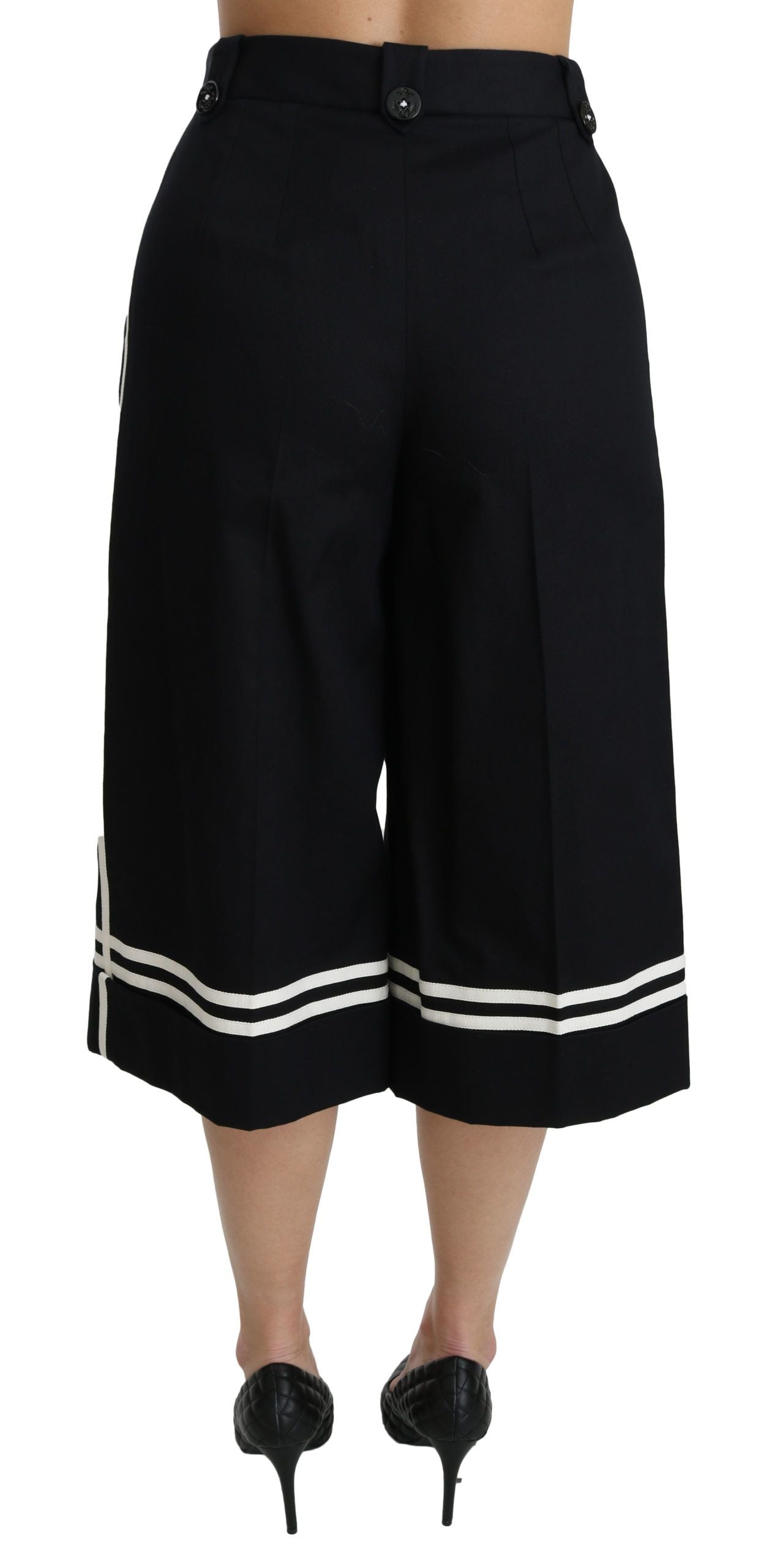 Pantaloni palazzo a vita alta cropped in nero limone