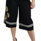 Pantaloni palazzo a vita alta cropped in nero limone