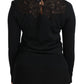 Elegante schwarze Spitzenbluse aus Seidenmischung