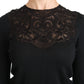 Elegante schwarze Spitzenbluse aus Seidenmischung