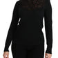 Elegante schwarze Spitzenbluse aus Seidenmischung