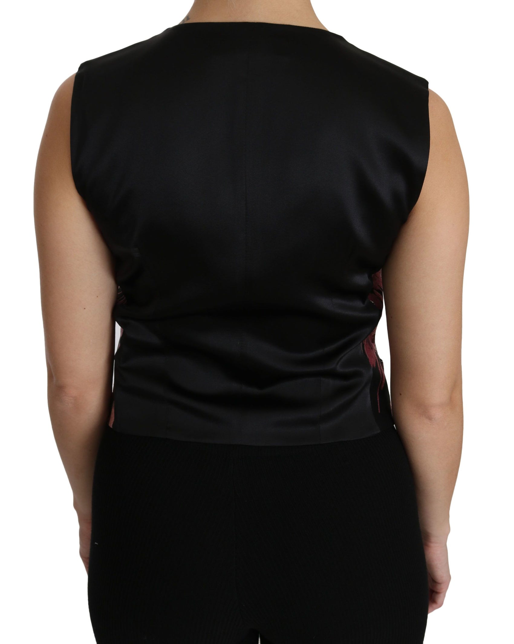 Elegante canotta con scollo a V in broccato floreale