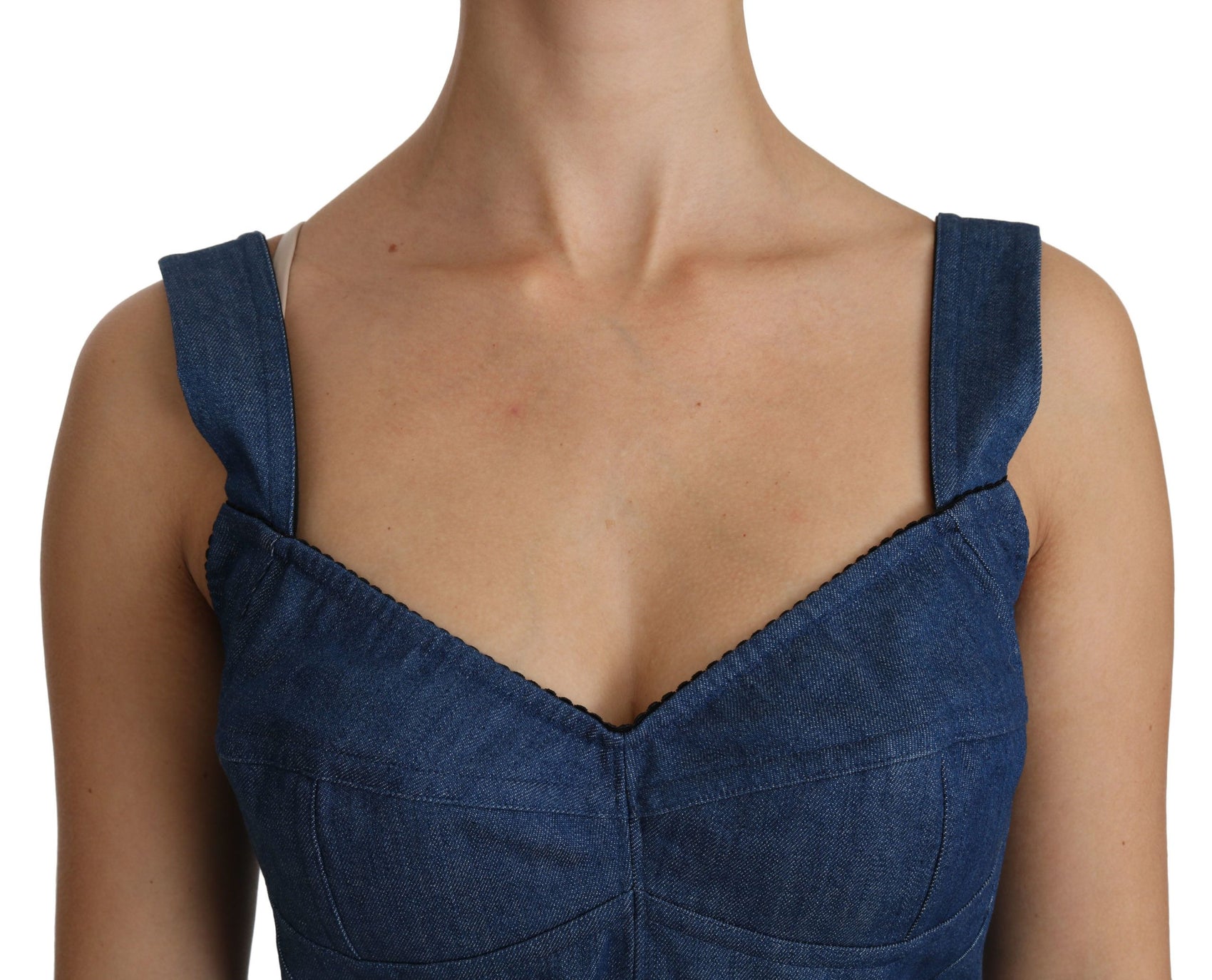 Elegante top bustier senza maniche in blu