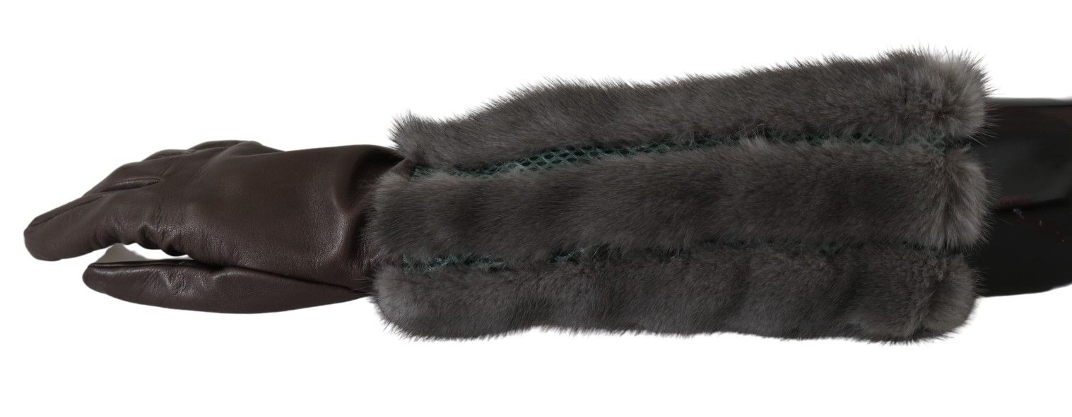 Elegante Halbarm-Lederhandschuhe in Braun