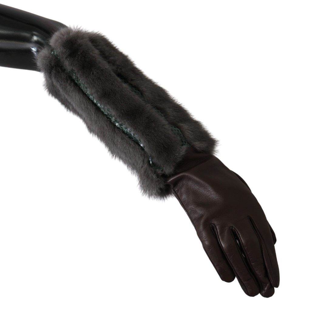 Elegante Halbarm-Lederhandschuhe in Braun