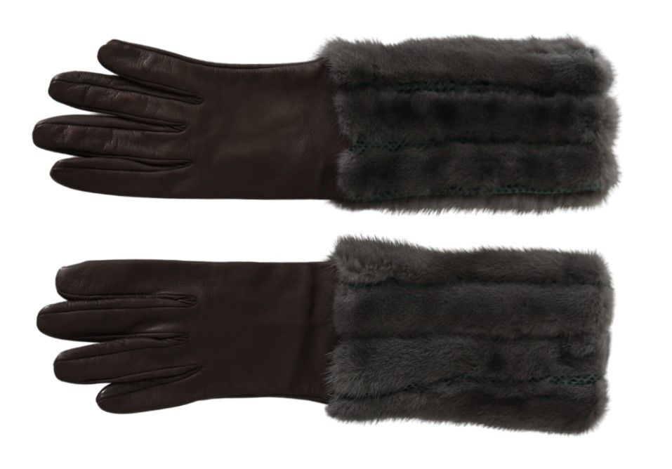 Elegante Halbarm-Lederhandschuhe in Braun