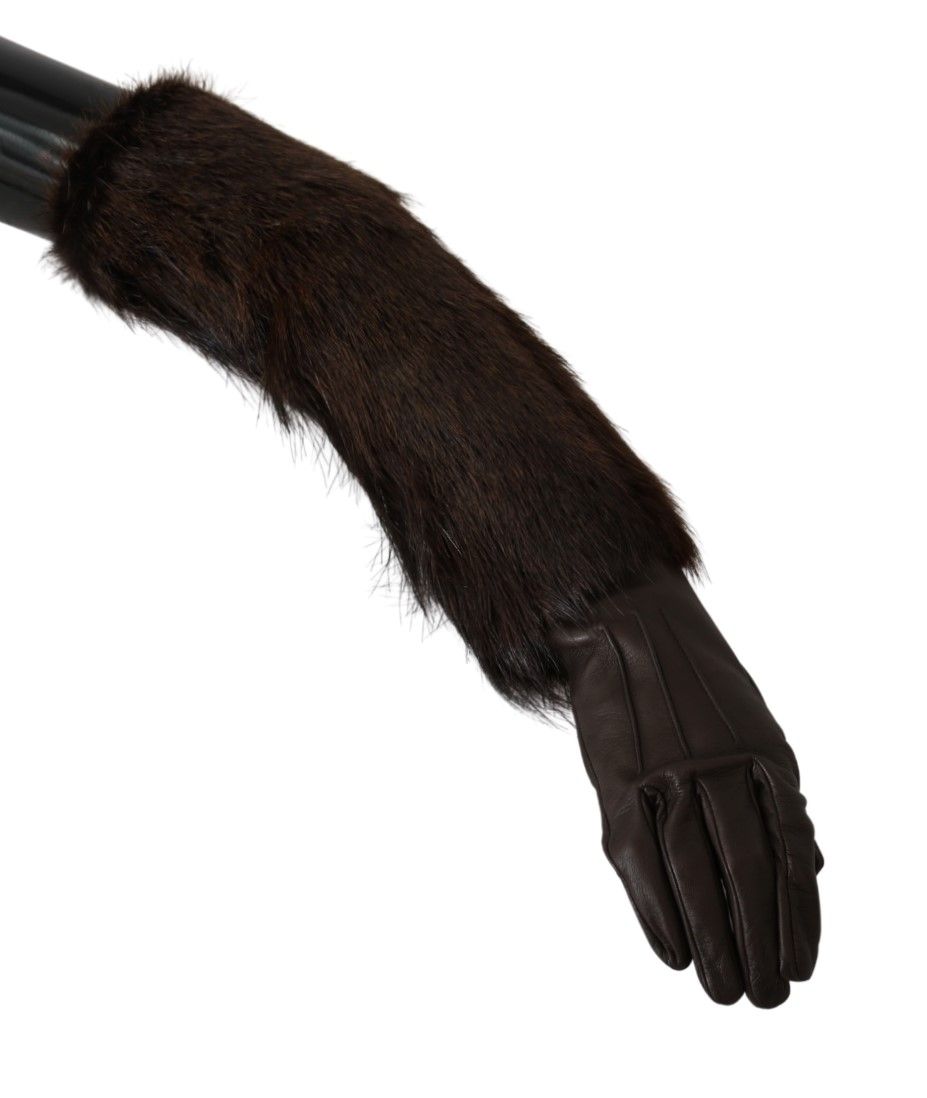 Elegante ellenbogenlange Lederhandschuhe