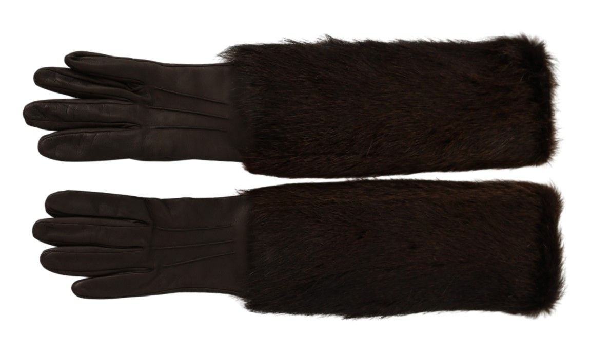 Elegante ellenbogenlange Lederhandschuhe
