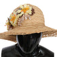 Elegante cappello da pescatore beige floreale