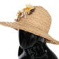 Elegante cappello da pescatore beige floreale