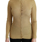 Elegante Langarm-Strickjacke in Gold