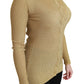 Elegante Langarm-Strickjacke in Gold